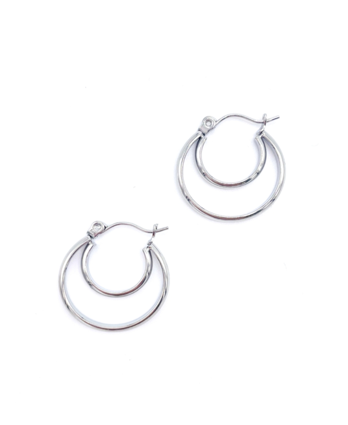 Crescent Midi Hoops Earrings - Silver-Tone