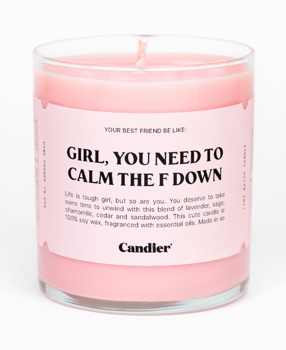 Calm Down Votive Candle, 9 oz - Clear Votive with Pink Wax