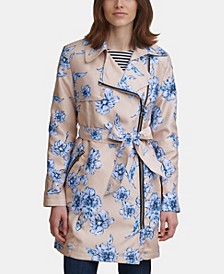 Floral Print Moto Trench Coat