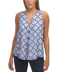 Petite Printed V-Neck Blouse