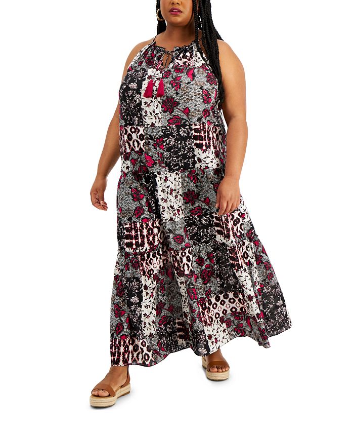 INC International Concepts Plus Size Printed Maxi Dress Created