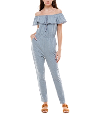 Planet Gold Juniors' Off-The-Shoulder Jumpsuit