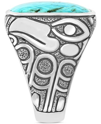 EFFY&reg; Men's Turquoise Eagle Ring in Sterling Silver