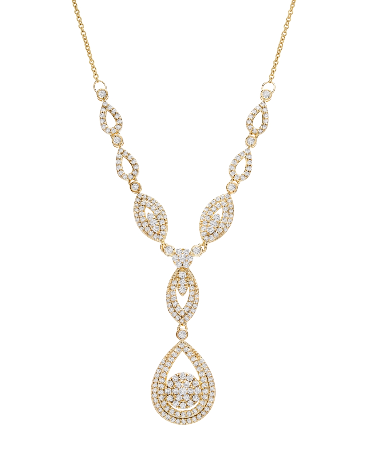Diamond Double Drop Pendant 17" in 14k White Gold or 14k Yellow Gold (1-1/2 ct. t.w.), Created for Macy's - Yellow Gold