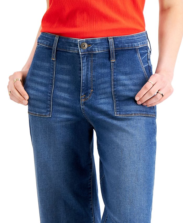 black wide leg high rise jeans