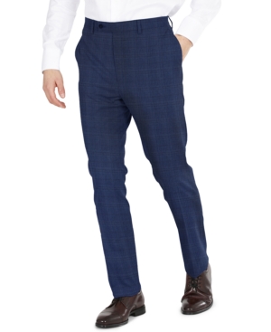 Dkny Men's Modern-fit Stretch Suit Separate Pants In Blue Plaid