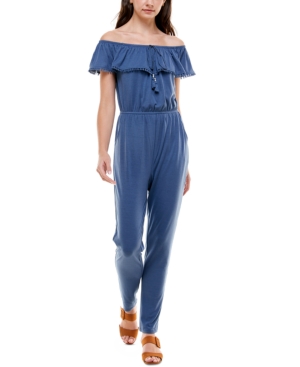 Planet Gold Juniors' Off-The-Shoulder Jumpsuit