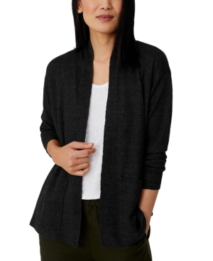 Eileen Fisher Organic Linen Delave High-collar Cardigan In Seaweed