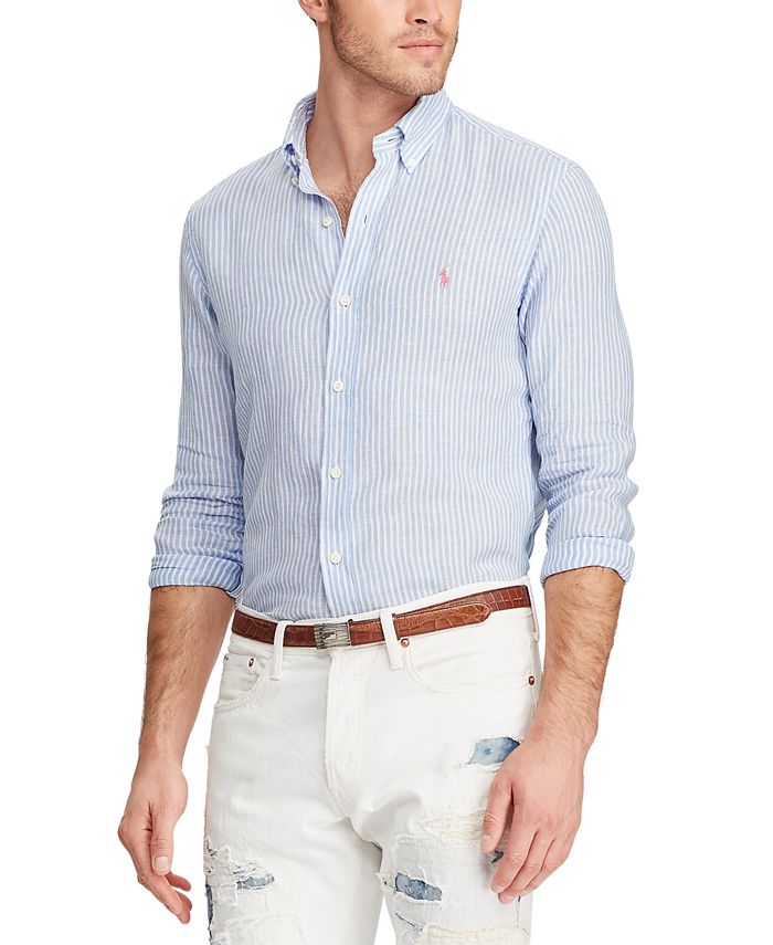 Polo Ralph Lauren Men's Classic-Fit Striped Linen Shirt & Reviews ...