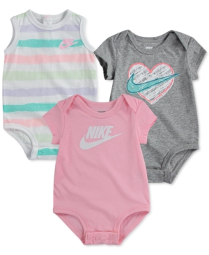 Nike Baby Girls 3-Pc Sidewalk Chalk Bodysuits Set
