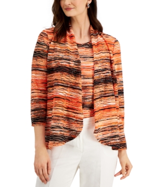 Kasper Sunset Waves Printed High-Low Cardigan
