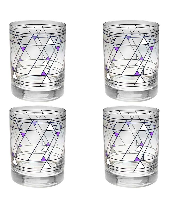 Culver Frank Lloyd Wright Hollyhock 14 oz Double Old Fashioned Glasses