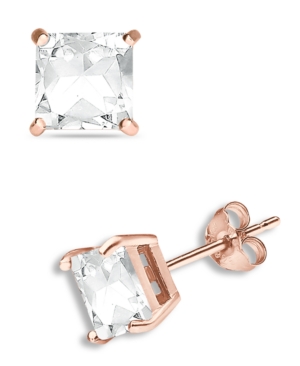 Shop Giani Bernini Cubic Zirconia Square Stud Earrings (2 Ct. T.w.) In 18k Gold Over Sterling Silver, Created For Macy' In Rose Gold