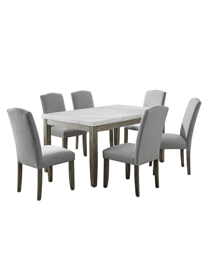 Furniture Emily Marble Dining 7Pc Set ( Table & 6 Side Chairs
