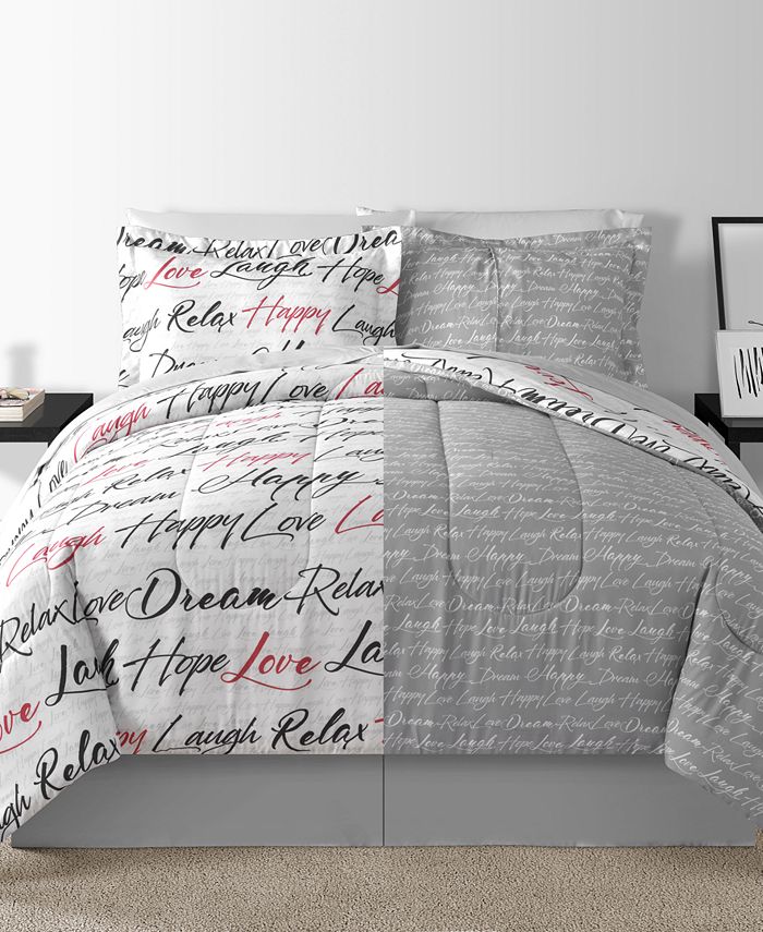 Fairfield Square Collection Happy Love 8Pc. Reversible Queen Comforter