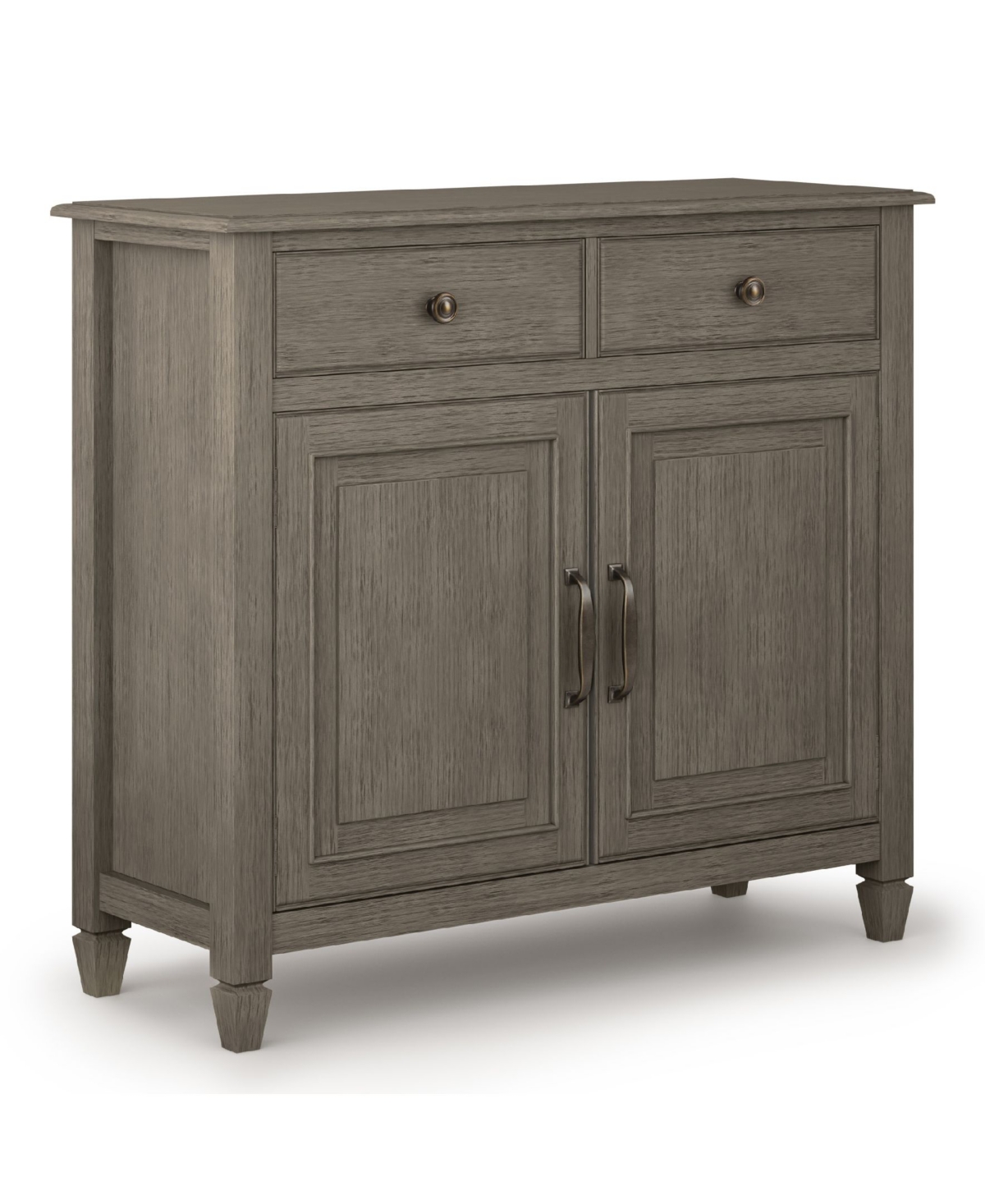 Simpli Home Connaught Solid Wood Entryway Storage Cabinet In Farmhouse Gray