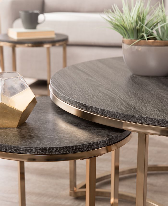 Southern Enterprises Lian Round Nesting Coffee Tables 3 Piece Set