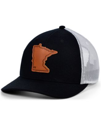Lids - Minnesota Black White Leather State Patch Curved Trucker Cap