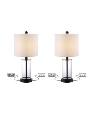 Abner Glass Modern Contemporary USB Charging LED Table Lamp, Set of 2