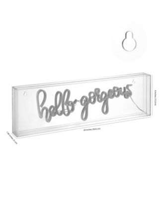 Hello Gorgerous Contemporary Glam Acrylic Box USB Operated LED Neon Light
