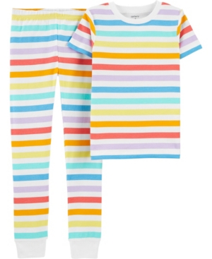 Little Boys and Girls Rainbow Snug Fit Pajama 2 Piece Set