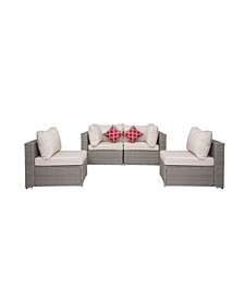 4 Piece Outdoor Patio Rattan Wicker Conversation Sofa Set with Cushions