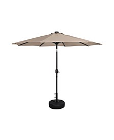 9' Outdoor Patio Solar LED Market Umbrella with Round Base