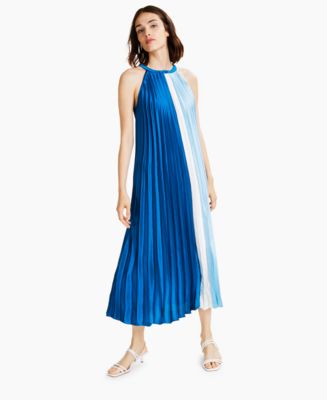 Alfani Colorblocked Pleated Midi Dress, Created for Macy's - Macy's