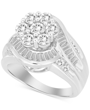 Macy's Diamond Round & Baguette Cluster Ring (2 Ct. T.w.) In 10k White Gold