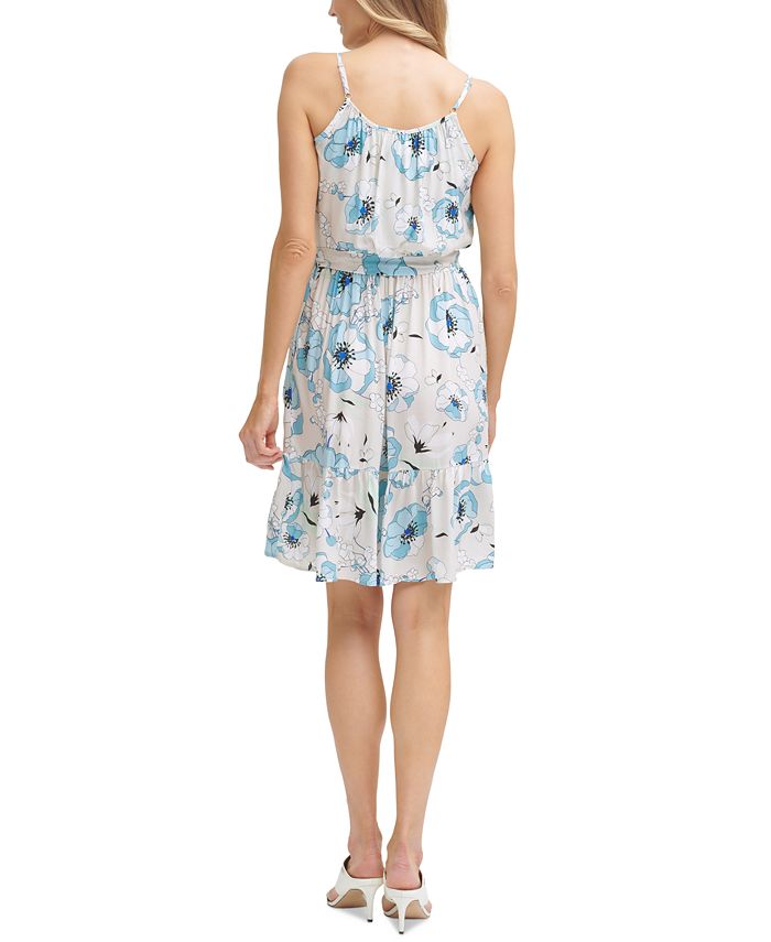 Calvin Klein Printed Belted Dress - Macy's