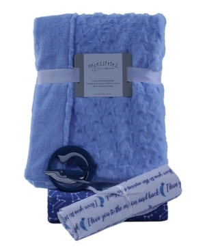 Baby Boys 3 Piece Blankets Gift Set with Whale Teether