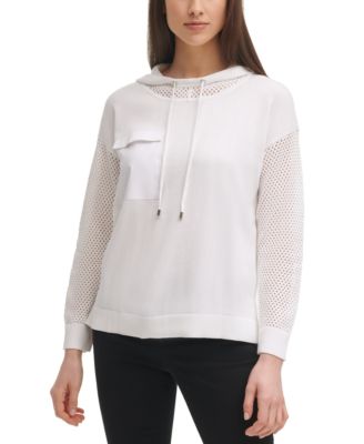 mesh pullover hoodie