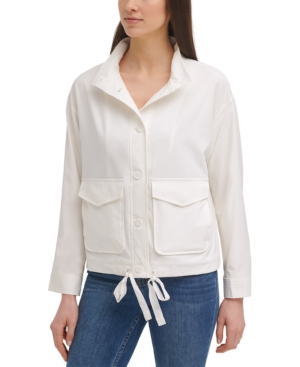 Calvin Klein Tech Button-Down Stretch Drawstring-Hem Jacket