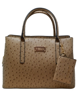 Bebe Aubrey Ostrich Satchel With Card Case In Taupe