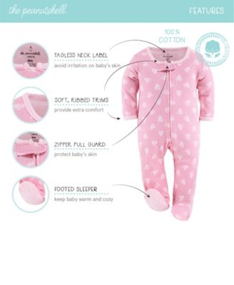 Baby Girls Sleep n Play Footed Pajamas Sleepwear Set, 6-9 Months, Newborn, 3-Pack