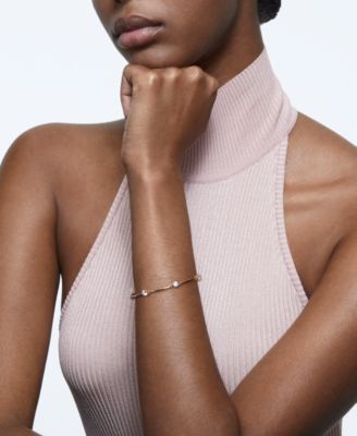 Rose Gold-Tone Crystal Station Bangle Bracelet