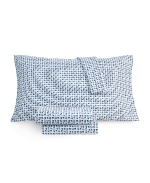 Shop Sanders Printed Microfiber 4 Pc. Sheet Set, King, Created For Macy's In Quincey Blue