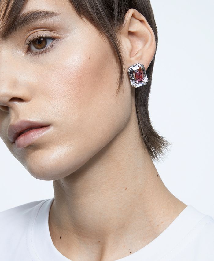 Swarovski - Silver-Tone Crystal Oversized Stud Earrings