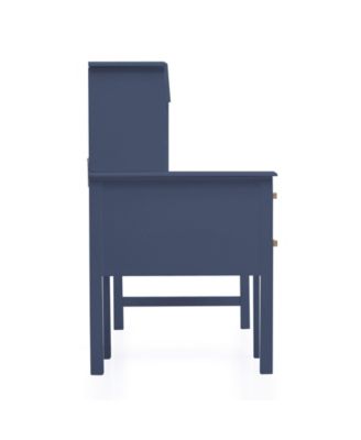 Taiga Kids Desk and Chair Set with Hutch - Navy: Kids Wooden Computer Desk with Storage Drawers and Shelves | Kids Study Table for Bedroom