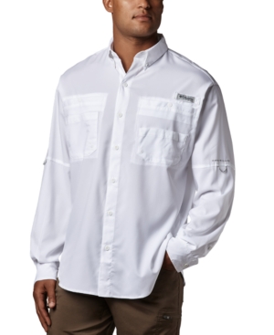 Shop Columbia Men's Pfg Tamiami Ii Long-sleeve Shirt In White