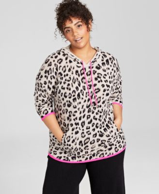 Charter Club Plus Size Cheetah Print Cashmere Hoodie Created for Macy s Macy s