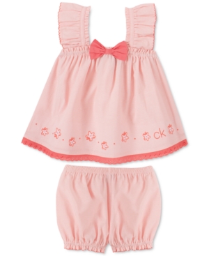 Calvin Klein Baby Girls 2-Pc Cotton Woven Tank Top & Shorts Set