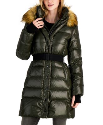 S13 Women's Chalet Belted Faux-Fur-Trim 