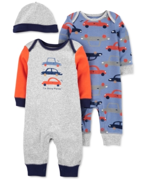 Carter's Baby Boy 3-Piece Jumpsuits & Cap Set