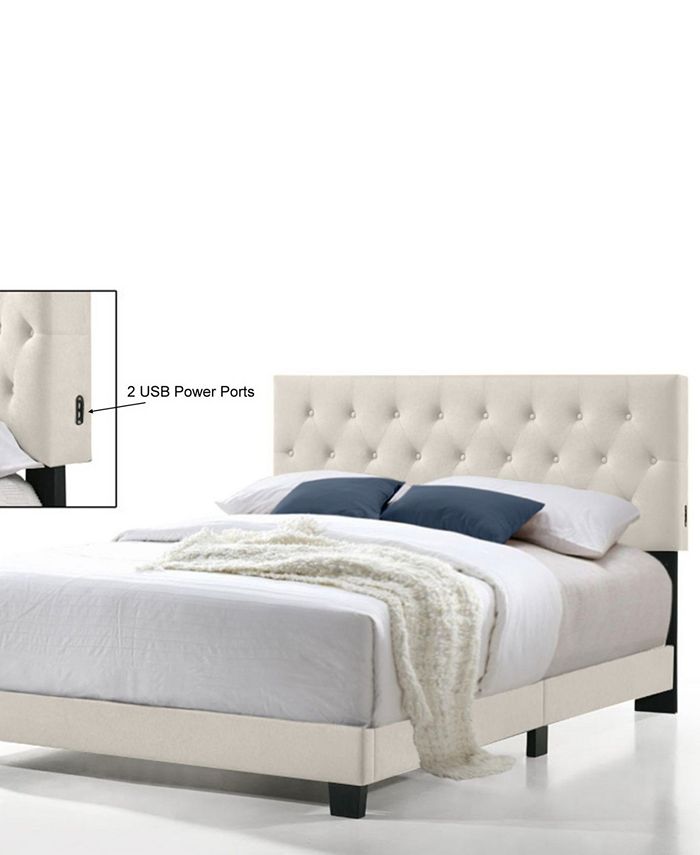 Belle Isle Furniture Royale Tufted Bed with USB Charging Ports, King