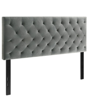 Belle Isle Furniture Auburndale Modern Metal Tufted Rubberwood Headboard  King  Gray