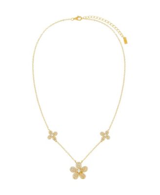 Adina's Jewels - Pav&eacute; Triple Flower Necklace
