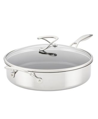 Photo 1 of Circulon SteelShield C-Series Tri-Ply Clad Nonstick Saute Pan with Lid and Helper Handle, 5-Quart, Silver