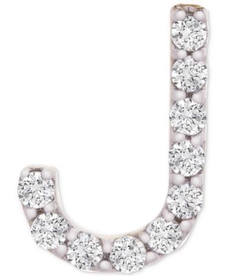 Diamond Initial J Single Stud Earring (1/20 ct. t.w.) in 14k Gold, Created for Macy's