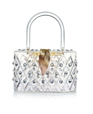Milanblocks "the Princess" 50's Style Top Handle Crystal Box Clutch Handbag In Clear